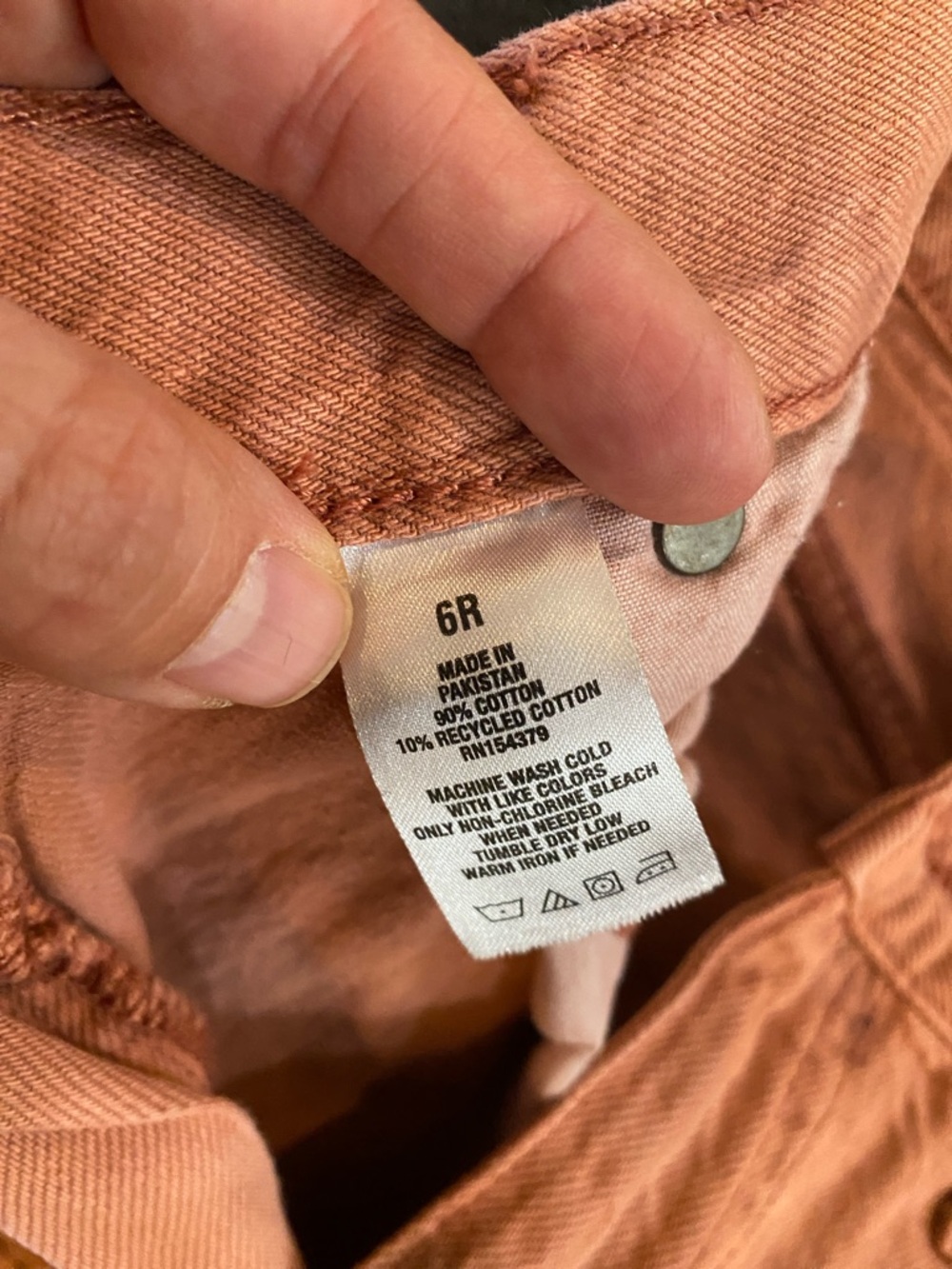 Distressed Salmon Orange Men’s Jeans - Picture 3 of 4